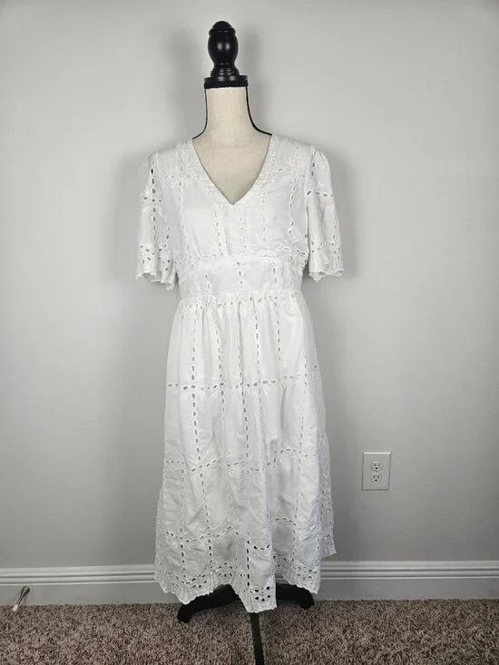 White Midi Eyelet Dress Size XXL - Picture 2 of 7